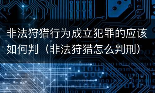 非法狩猎行为成立犯罪的应该如何判（非法狩猎怎么判刑）