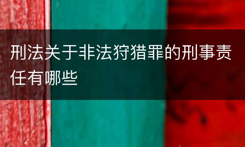刑法关于非法狩猎罪的刑事责任有哪些