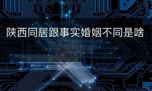 陕西同居跟事实婚姻不同是啥