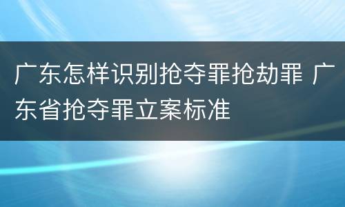 广东怎样识别抢夺罪抢劫罪 广东省抢夺罪立案标准