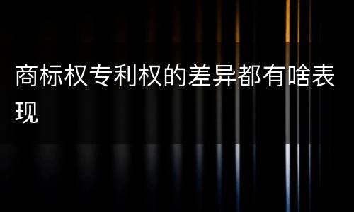 商标权专利权的差异都有啥表现