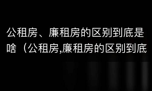 公租房、廉租房的区别到底是啥（公租房,廉租房的区别到底是啥呢）
