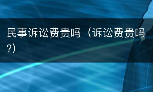 民事诉讼费贵吗（诉讼费贵吗?）