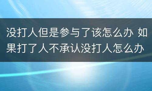 没打人但是参与了该怎么办 如果打了人不承认没打人怎么办呢