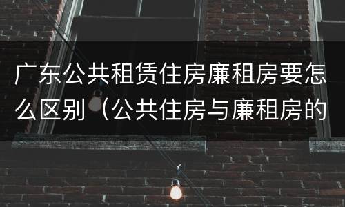 广东公共租赁住房廉租房要怎么区别（公共住房与廉租房的区别）