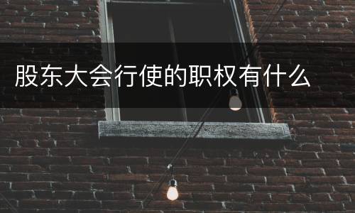股东大会行使的职权有什么