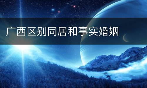 广西区别同居和事实婚姻
