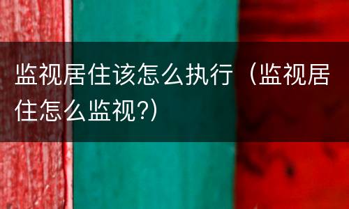 监视居住该怎么执行（监视居住怎么监视?）