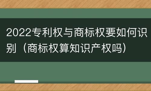 2022专利权与商标权要如何识别（商标权算知识产权吗）
