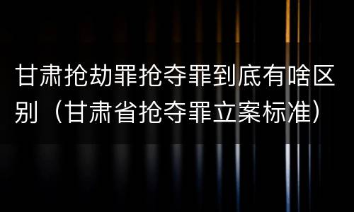 甘肃抢劫罪抢夺罪到底有啥区别（甘肃省抢夺罪立案标准）