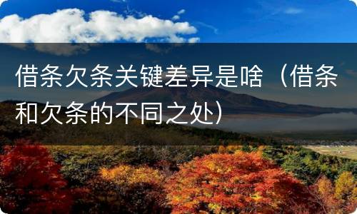 借条欠条关键差异是啥（借条和欠条的不同之处）