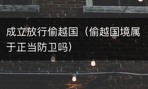 成立放行偷越国（偷越国境属于正当防卫吗）