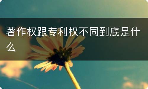 著作权跟专利权不同到底是什么