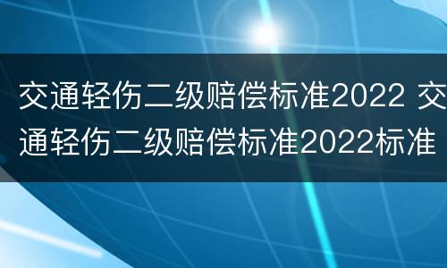 交通轻伤二级赔偿标准2022 交通轻伤二级赔偿标准2022标准