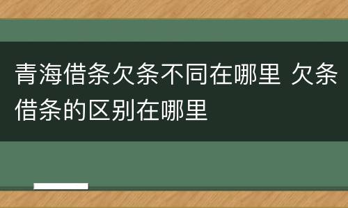 青海借条欠条不同在哪里 欠条借条的区别在哪里