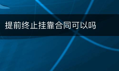 提前终止挂靠合同可以吗