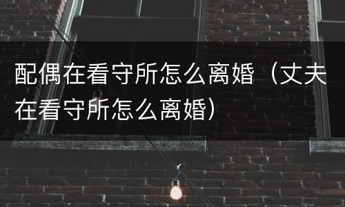 配偶在看守所怎么离婚（丈夫在看守所怎么离婚）