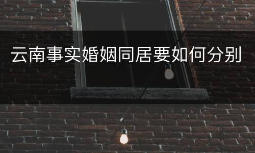 云南事实婚姻同居要如何分别