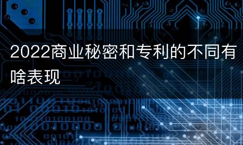 2022商业秘密和专利的不同有啥表现