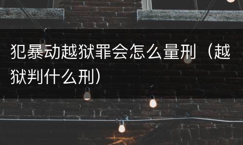 犯暴动越狱罪会怎么量刑（越狱判什么刑）