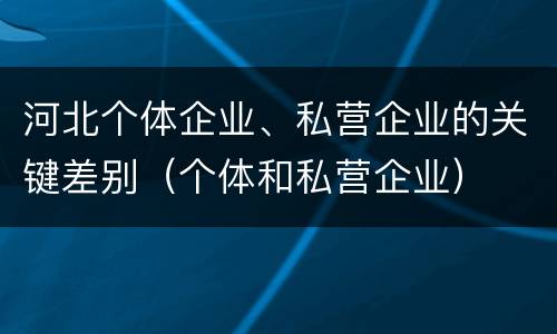 河北个体企业、私营企业的关键差别（个体和私营企业）
