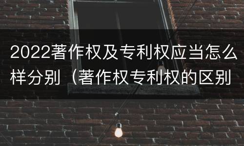 2022著作权及专利权应当怎么样分别（著作权专利权的区别）