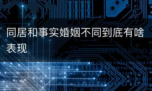 同居和事实婚姻不同到底有啥表现
