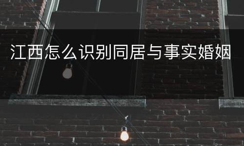 江西怎么识别同居与事实婚姻
