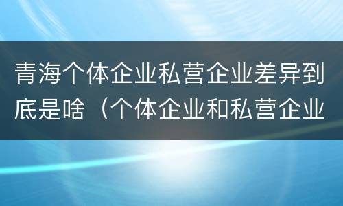 青海个体企业私营企业差异到底是啥（个体企业和私营企业的区别）