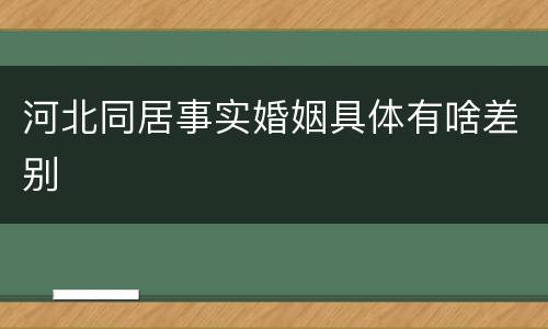 河北同居事实婚姻具体有啥差别