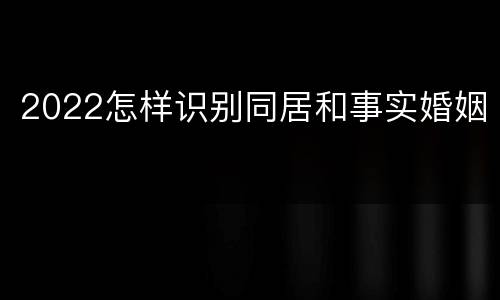 2022怎样识别同居和事实婚姻