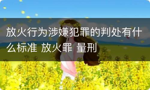 放火行为涉嫌犯罪的判处有什么标准 放火罪 量刑