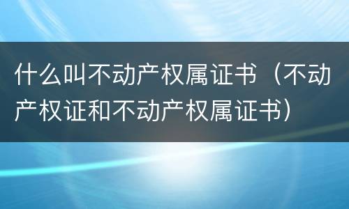 什么叫不动产权属证书（不动产权证和不动产权属证书）