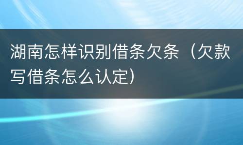 湖南怎样识别借条欠条（欠款写借条怎么认定）