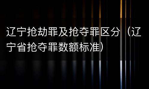 辽宁抢劫罪及抢夺罪区分（辽宁省抢夺罪数额标准）