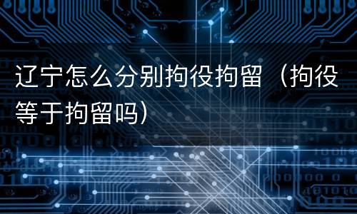 辽宁怎么分别拘役拘留（拘役等于拘留吗）