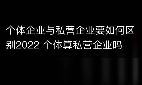 个体企业与私营企业要如何区别2022 个体算私营企业吗
