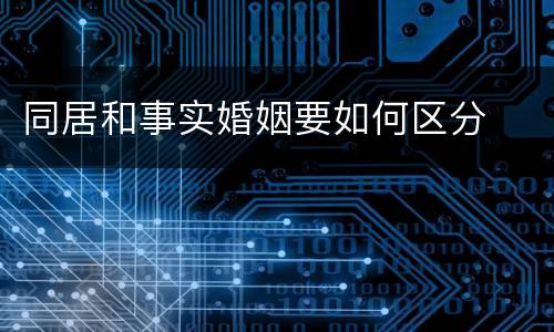 同居和事实婚姻要如何区分