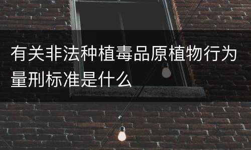 有关非法种植毒品原植物行为量刑标准是什么