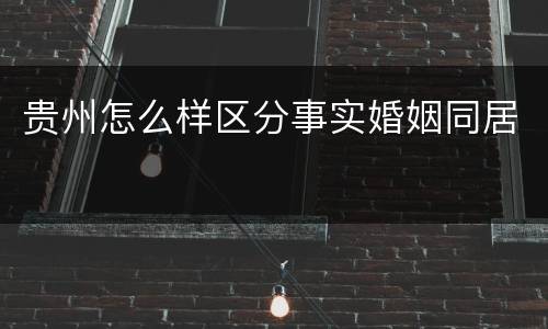 贵州怎么样区分事实婚姻同居