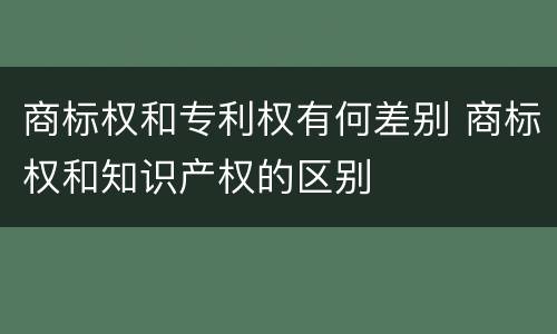 商标权和专利权有何差别 商标权和知识产权的区别