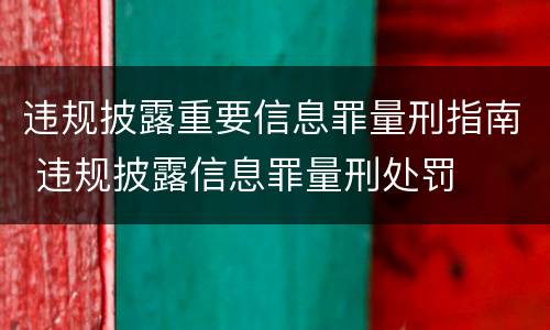 违规披露重要信息罪量刑指南 违规披露信息罪量刑处罚