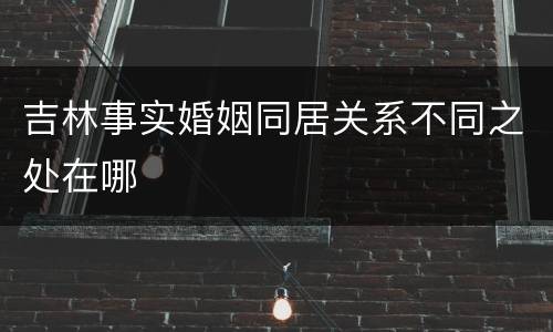 吉林事实婚姻同居关系不同之处在哪