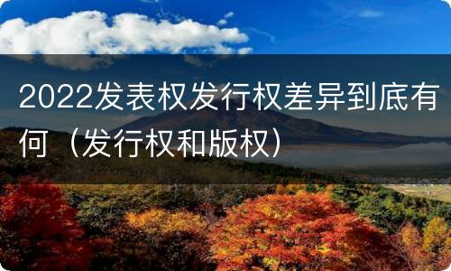 2022发表权发行权差异到底有何（发行权和版权）