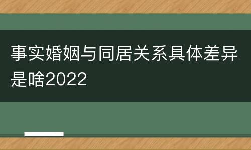 事实婚姻与同居关系具体差异是啥2022