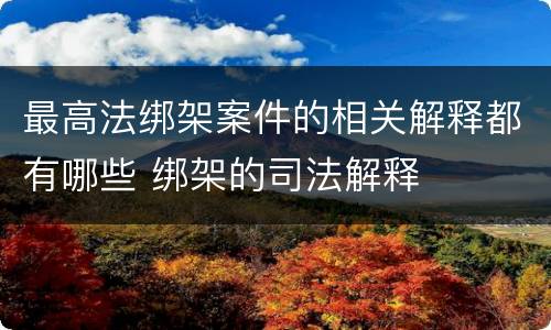 最高法绑架案件的相关解释都有哪些 绑架的司法解释