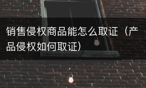 销售侵权商品能怎么取证（产品侵权如何取证）