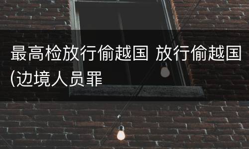 最高检放行偷越国 放行偷越国(边境人员罪