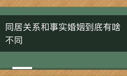 同居关系和事实婚姻到底有啥不同