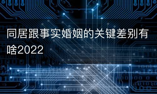 同居跟事实婚姻的关键差别有啥2022